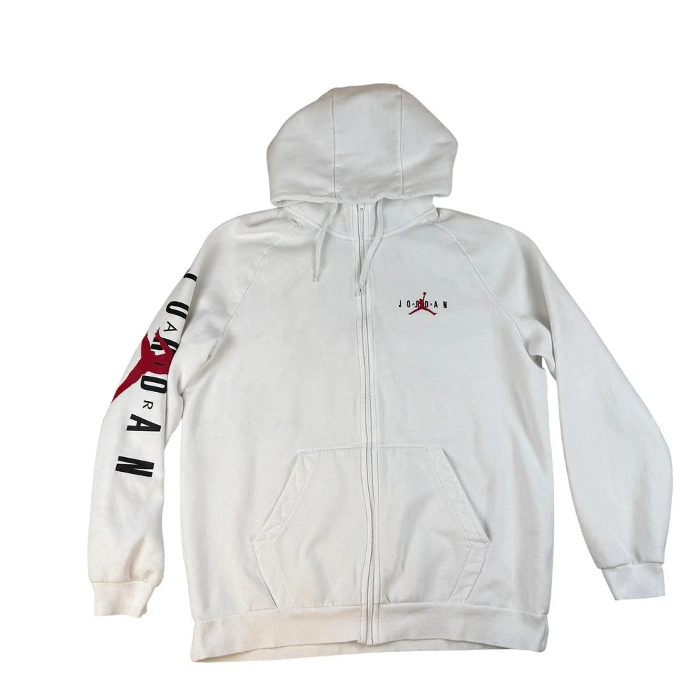 Jordan XL Full Zip Hoodie Streetwear Cotton Blend Graphic Sleeve Logo